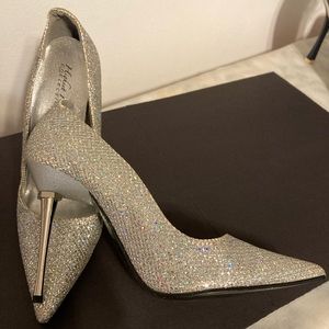 Women silver bling heels